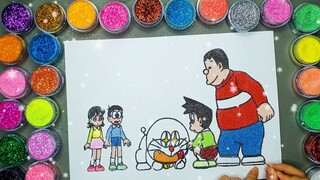 Suneo Trêu Mèo Doraemon , Nobita, Shizuka, Jaian ✍ Vẽ Và Tô màu Tranh Cát  🎨 | Heo Xinh