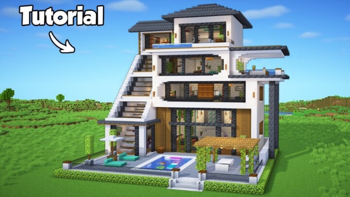 [Minecraft Building Tutorial] How to Build a Modern House