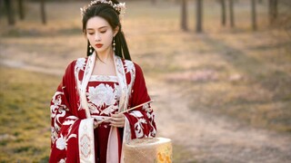 Meng Ziyi's photo shoot in red Hanfu