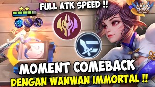 DARAH SISA 3 AUTO COMEBACK DENGAN WANWAN PANGGUNG IMMORTAL FULL STACK !!  MAGIC CHESS MOBILE LEGENDS