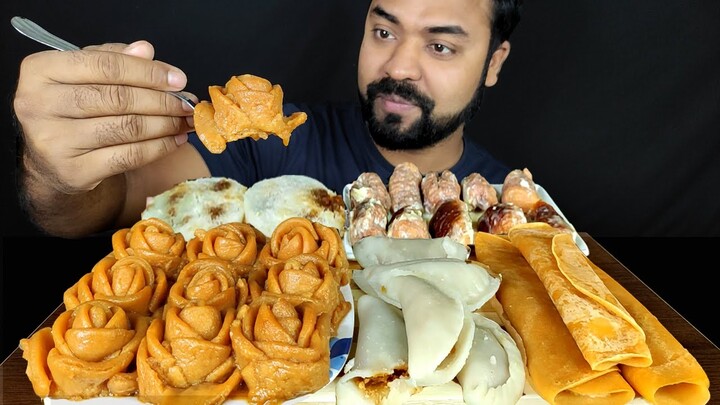 5 TYPES OF BENGALI WINTER PITHA| PULI, VAPA, PATISHAPTA, ROSE, KHEJUR PITHA ASMR MUKBANG EATING ||