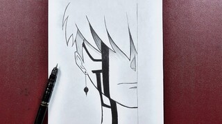 Easy anime sketch | how to draw anime boy with superpowers easy step-by-step