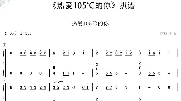 [热爱105℃的你]热爱105℃的你简谱