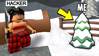 I Hid as a SNOWY TREE and TOXIC Teamers GET TRICKED..(Murder Mystery 2)