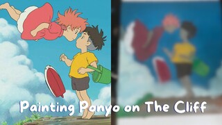 Painting ponyo on the cliff by the sea