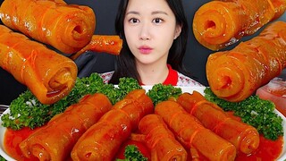 [ONHWA] Spicy pork skin roll chewing sound!❤️ Soft pork skin