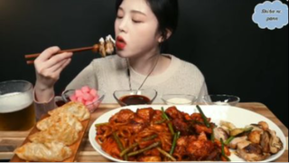 Gà cay nướng than, sủi cảo chiên, udon xào phần 2 #mukbang