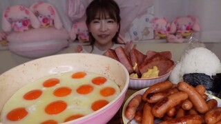 Mukbang trứng ốp La xúc xích rán #mukbang