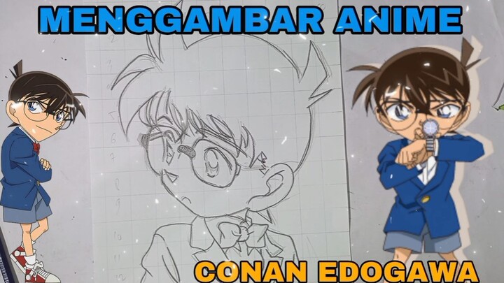 menggambar anime detektif conan, conan Edogawa