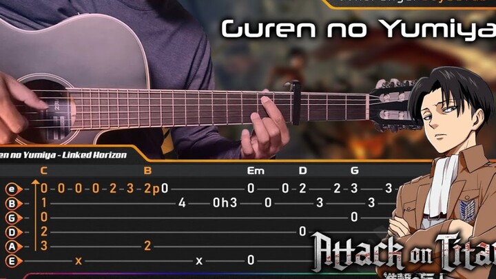 [Fingerstyle] Attack on Titan OP Busur dan Anak Panah Guren (dengan partitur musik)