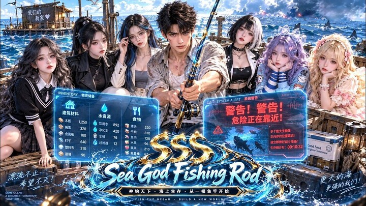 【DUB】Isekai in endless sea! Awaken SSS Sea God rod, build unbeaten sea fort with 6 beauties!#anime