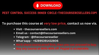 Pest Control Success INNER Circle - Thecourseresellers.com