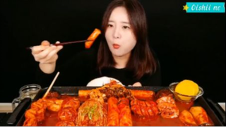 Tokbokki nấm tôm cháy cay phần 6 #mukbang