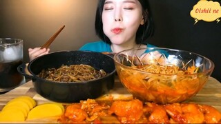 Mì tương đen hải sản, tôm chiên cay 3 #amthuc