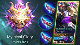TOP GLOBAL DYRROTH ONE SHOT BUILD IN MYTHICAL GLORY RANK | MUST TRY THIS OP BUILD!!!