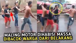 DI MAMPUSIN !! Maling Motor Dihantam Golok Dari Belakang Oleh Massa Yang Geram