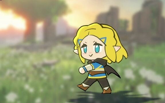 Zelda berjalan di sekitar Hyrule