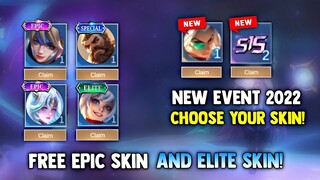 CHOOSE FREE SPECIAL SKIN AND ELITE SKIN! FREE SKIN! HIDDEN NEW EVENT! | MOBILE LEGENDS 2022