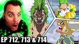 BARTOLOMEO POPPED OFF! || One Piece REACTION Episode 712, 713 & 714