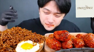Mukbang mì tương đen với đùi gà p9 #anngon