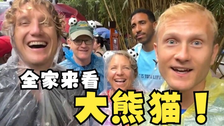 Cả nhà lần đầu tiên được nhìn thấy gấu trúc lớn! Cô gái cuối cùng đáng yêu quá haha哈哈哈