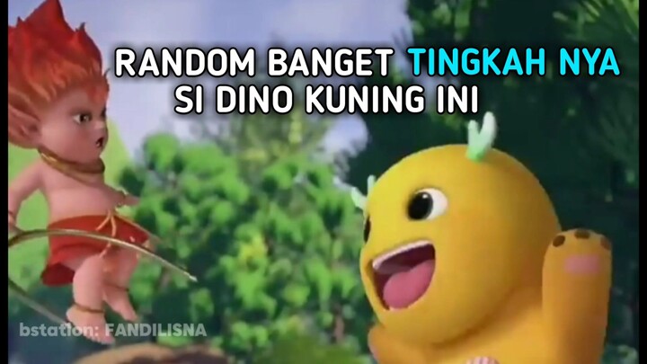 dino kuning di bawak ke laut sama si pragos