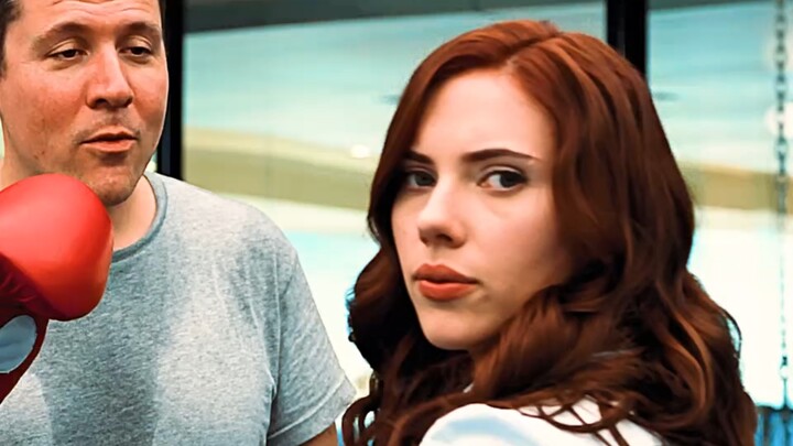 Iconic scene of Black Widow in Marvel