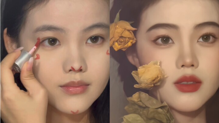 Simplifying a oil-painted girl’s makeup look