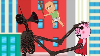 Siren head vs Piggy and the boy - Roblox Piggy Animation | Arka Luna