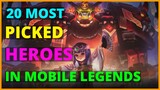 TOP 20 MOST PICKED HEROES IN MOBILE LEGENDS 2021 | MOBILE LEGENDS MOST POPULAR HERO