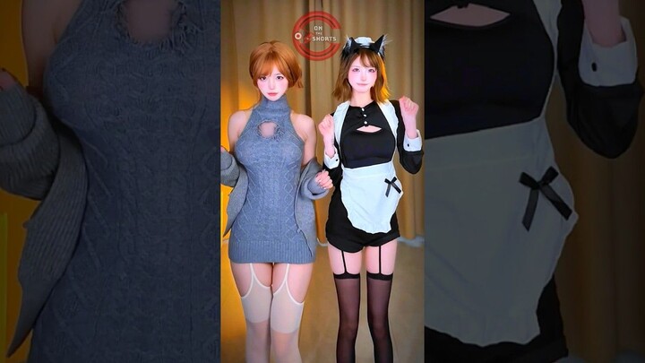 Dance Together With Cute Maid Cat Girl  Maid Cosplay  Cat Girl Cosplay #shorts