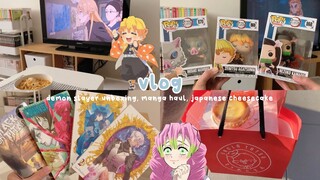 demon slayer funko unboxing, manga haul, japanese cheesecake, grocery, fall anime | vlog