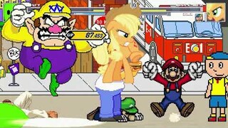 AN Mugen Request #1677: Leafy, Mario, Luigi, Ryu VS Applejack, Caillou, Wario, Homer