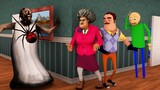 Scary Teacher 3D Animation - Baldi's vs Miss T, Ice Cream 3 Running away from Granny