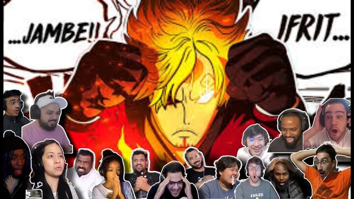 IFRIT JAMBE SANJI VS QUEEN FULL FIGHT || ONE PIECE 1061 MEGA REACTION MASHUP
