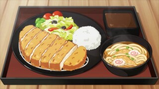 Food animation｜Anime meal for one｜Vegetable pork chop rice, small bowl of udon noodles