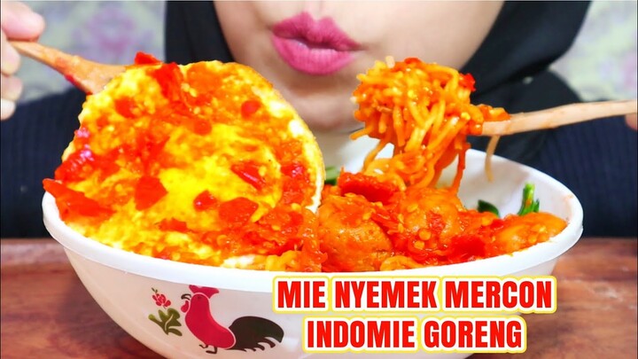 PEDAS BRUTAL‼️ASMR MIE NYEMEK INDOMIE GORENG MERCON | ASMR INDONESIA