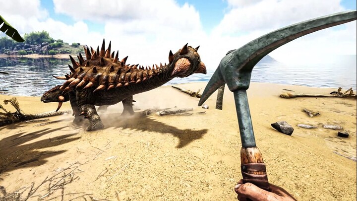 Mining on my own was too exhausting, so I tamed a dinosaur to help me.