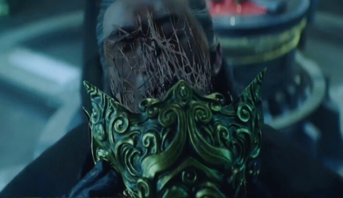 A man's face unexpectedly grew a bronze mask.