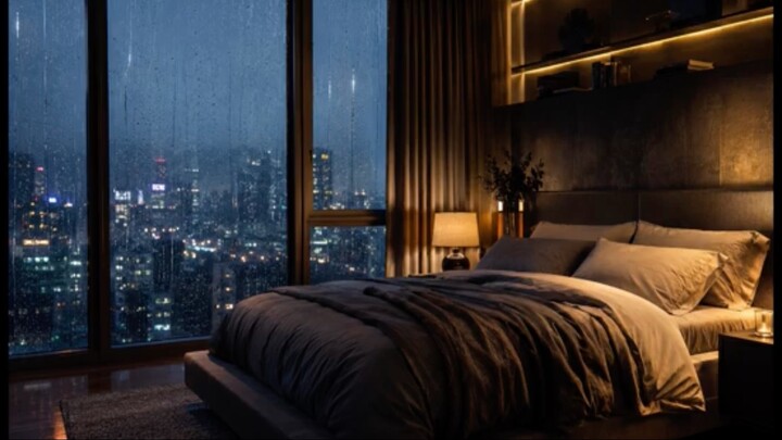 Stop Overthinking at Night 🌧️ Rain Sounds for Sleep | Cozy Apartment Window | Black Screen｜停止深夜胡思乱想