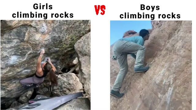 Girls Climbing Rock Vs Boys Climbing Rock