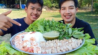 เมี่ยงกุ้งหมูสามชั้น นํ้าจิ้มซีฟู้ดทำเอง แซ่บถูกปากอร่อยถูกใจ