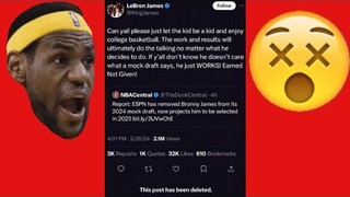 LEBRON DELETES Tweet about BRONNY - Son REMOVED from 2024 Mock Draft @espn #bronnyjames #lebronjames