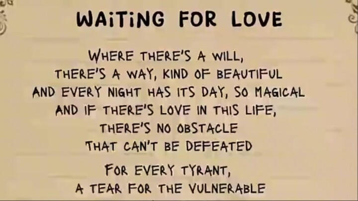 Waiting for love lyrics