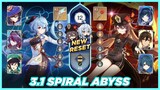 Genshin Impact 3.1 Spiral Abyss Floor 12 *New Reset - Ganyu Freeze / Hutao Duo Hydro