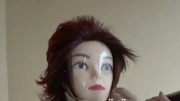 [Cosplay wig styling] Demon Slayer Tanjiro has another dragon fruit! Styling video tutorial process 