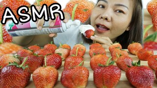 ASMR EATING STRAWBERRIES + WHIPPED CREAM  / สตอเบอรี่ + วิปปิ้งครีม ฟินเวอร์