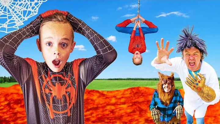 Spiderman vs Sneaky Villain! The Floor is Lava Again!