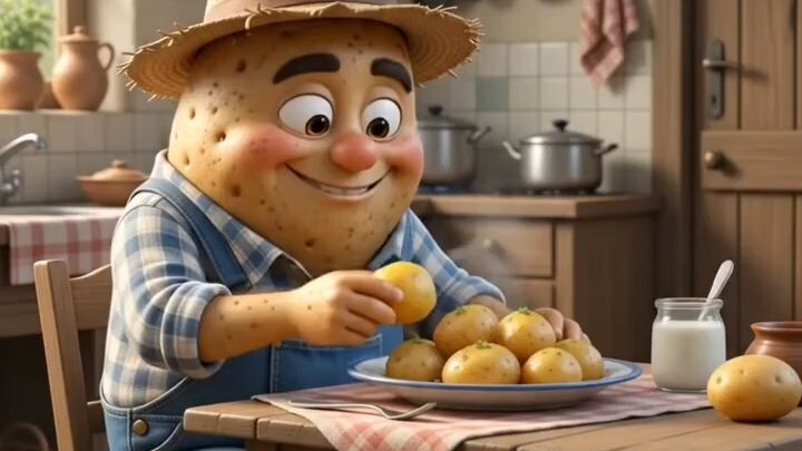 Title:A Potato Man's Funny Dinner 🥔😂 | Funny 3D Cartoon Story