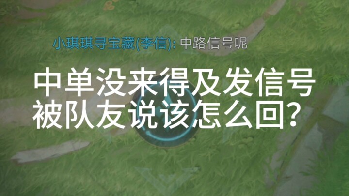 What should I reply if my teammate says something because the mid-laner didn't have time to send a s